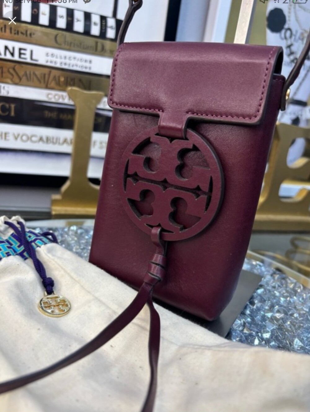 NWOT Tory Burch-Miller Leather Phone Crossbody —(Burgundy❤️🤎) - Picture 2 of 9